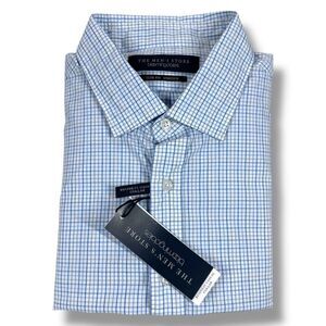 NWT‎ Bloomingdales Button Down Shirt Mens Size XXL 2XL 2X Slim Fit Stretch Blue